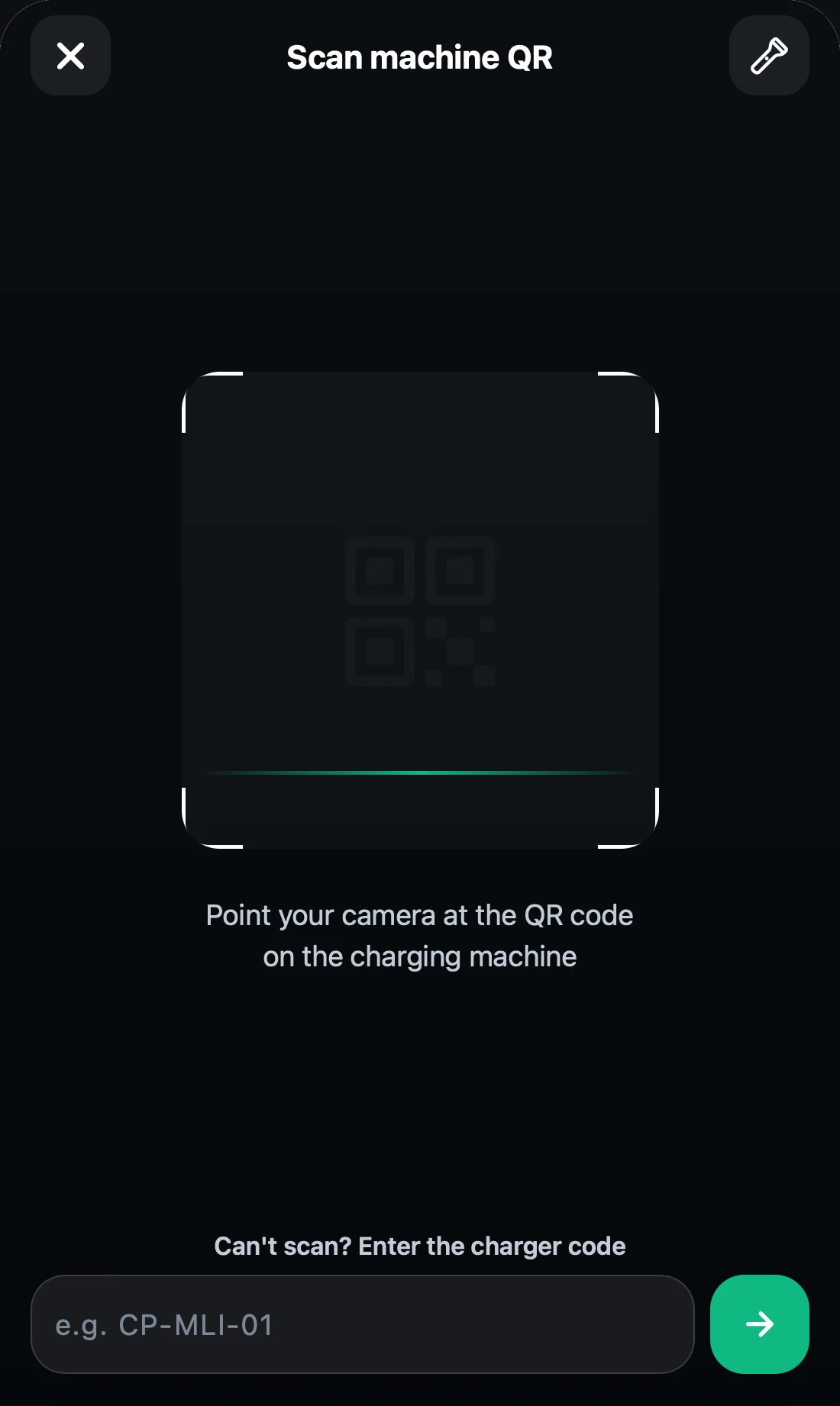 Karimjee mobile — scan the charger QR code